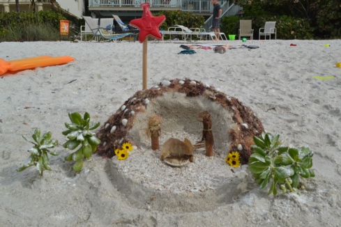 Sand-sculpted nativity scene spotted on the beach on Christmas Day